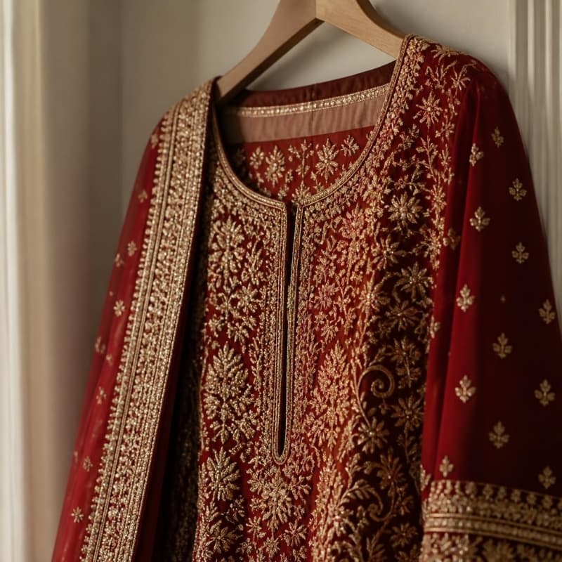 Embroidered bridal lehenga